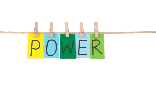 Power, Wooden peg and colorful words — Stock Photo, Image