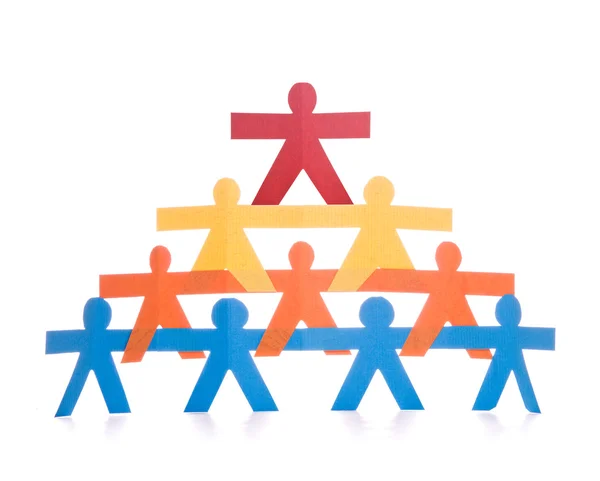Concept of teamwork, colorful paper dolls — Stock Photo, Image