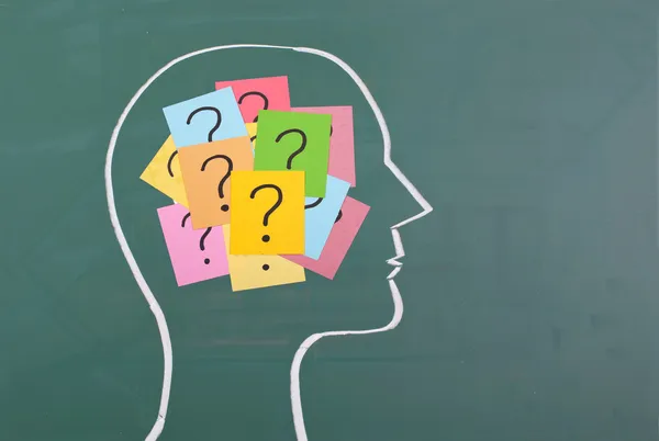 Human brain and colorful question mark — Stock Photo, Image