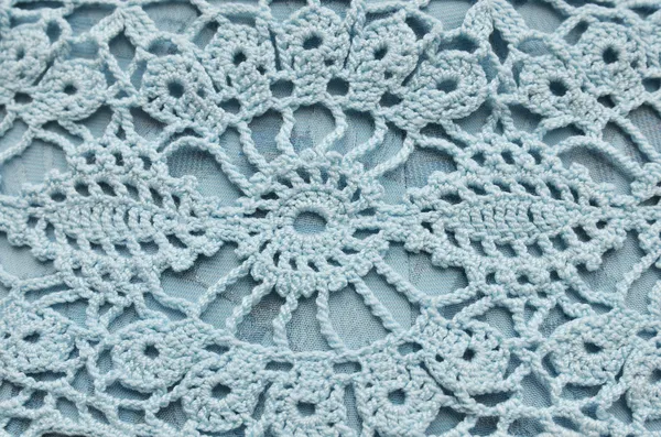 Close-up de padrão de crochê azul — Fotografia de Stock