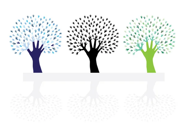 Ensemble d'arbres à main — Image vectorielle