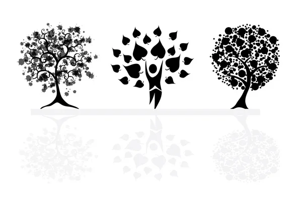 Ensemble d'arbres abstraits — Image vectorielle