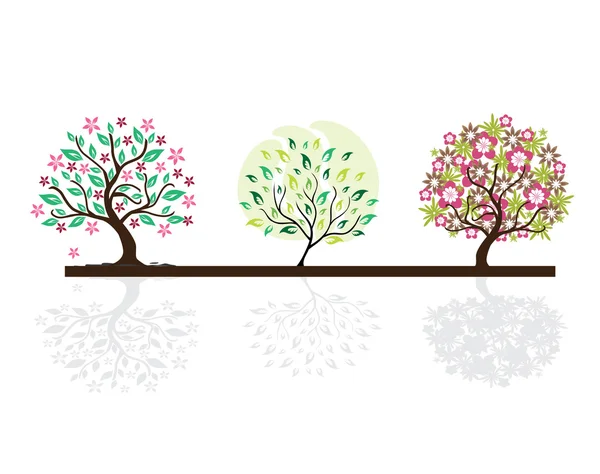 Çiçekli ağaçlar set — Stok Vektör