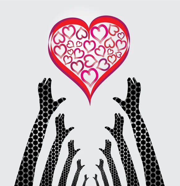Lidské ruce milující srdce — Stockový vektor