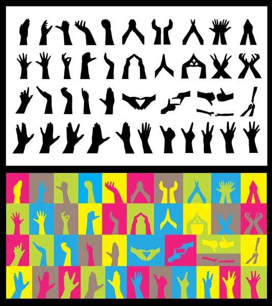 82 hand silhouettes — Stock Vector