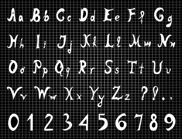 Letras e números do alfabeto original —  Vetores de Stock
