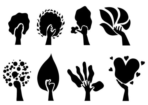 Ensemble de 8 éco arbres — Image vectorielle