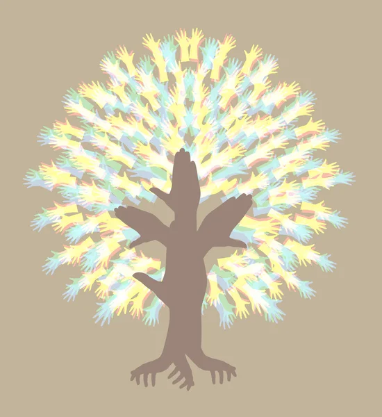 Абстрактное дерево рук — стоковый вектор