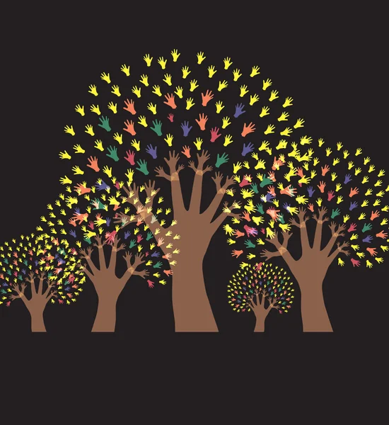 Invitation arbres main — Image vectorielle