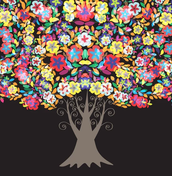 Arbre floral multicolore — Image vectorielle