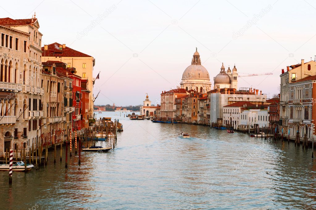 Grand canal and Basilica di Santa Maria della Salute in Venice.