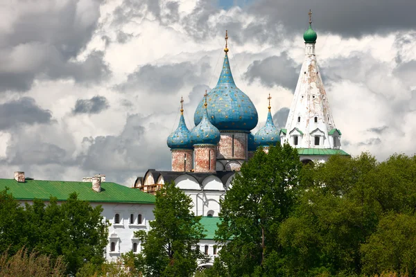 stock image Domes of Nativity Cathedral, Suzdal Kremlin. Russia.