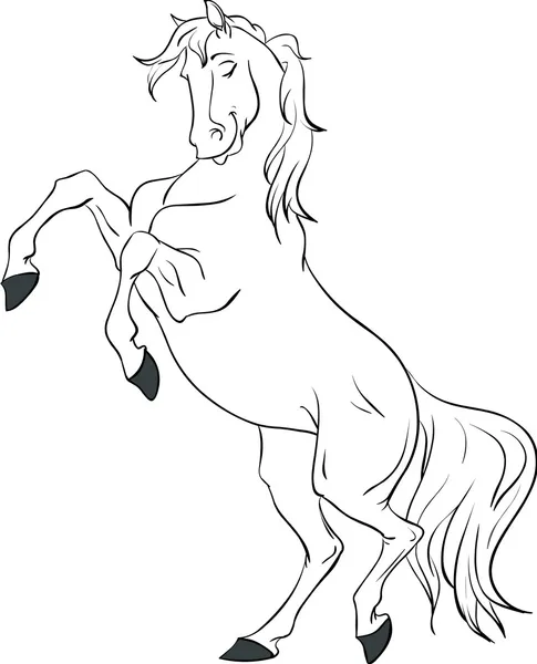 Kartun putih kuda membesarkan - Stok Vektor