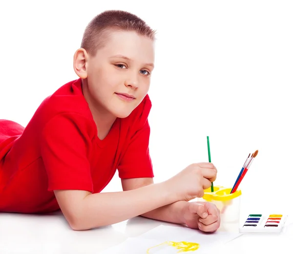 Chłopiec malarstwo — Zdjęcie stockowe