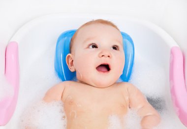 Baby taking a bath clipart