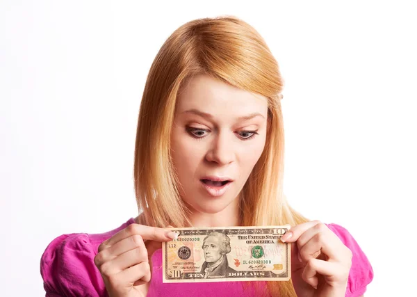 Chica con dinero — Foto de Stock
