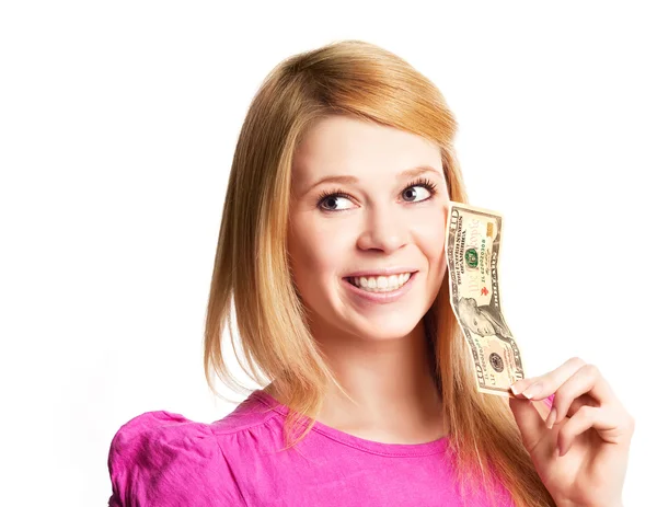 Meisje met geld — Stockfoto