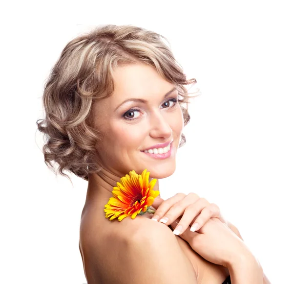 Frau mit einer Blume — Stockfoto