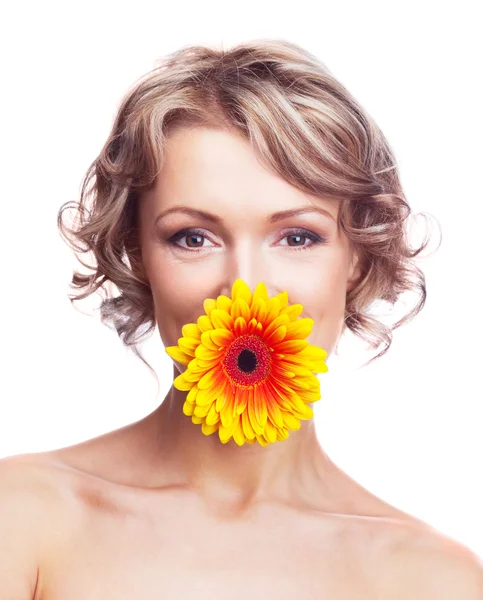 Mujer con una flor — Foto de Stock