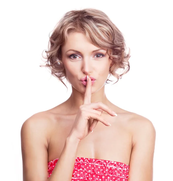 A sign of being quiet- hush — Stock Photo, Image