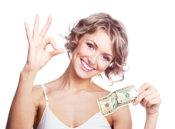 Woman with money — Stock Photo, Image