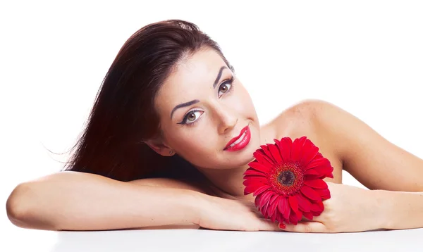 Woman with a flower — Stock Photo, Image