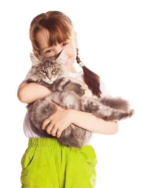 Menina com um gato — Fotografia de Stock