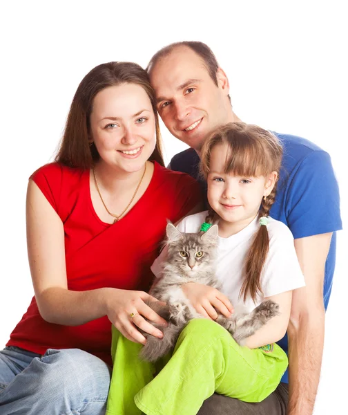 Famille avec un chat — Photo