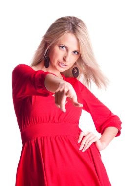 Girl pointing at us clipart