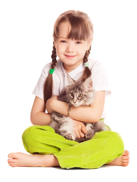 Κορίτσι με γάτα. — Φωτογραφία Αρχείου