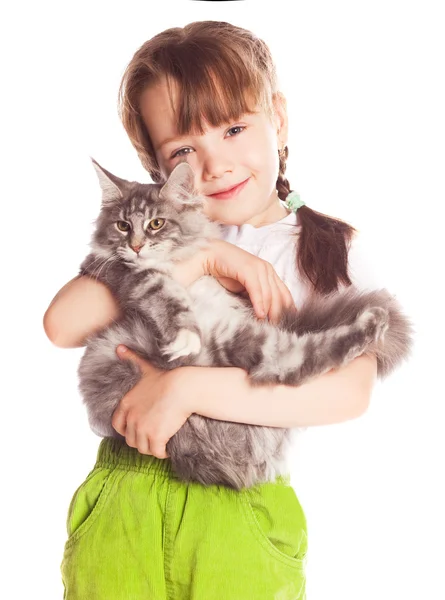 Mädchen mit einer Katze — Stockfoto