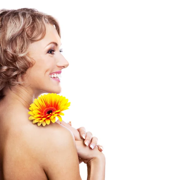 Woman with a flower — Stock Photo, Image