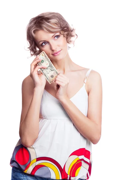 Donna con i soldi — Foto Stock