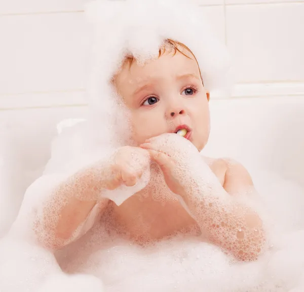 Baby tanden poetsen — Stockfoto