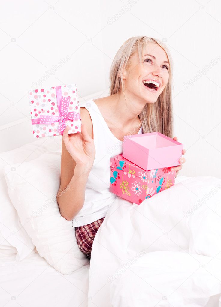 Woman getting presents