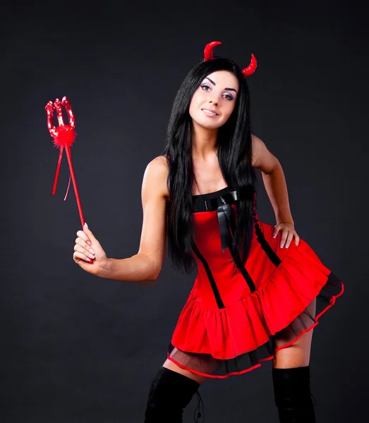 Woman dressed as an imp — Stock Photo, Image
