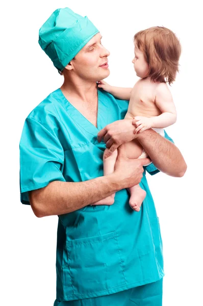 Sebész, egy baba — Stock Fotó