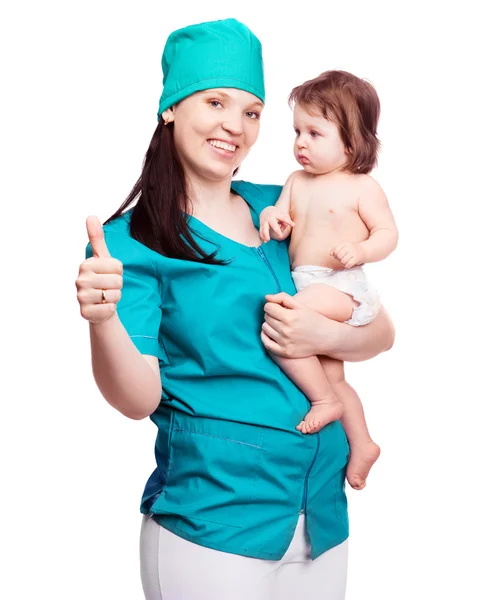 Cirurgião com um bebê — Fotografia de Stock