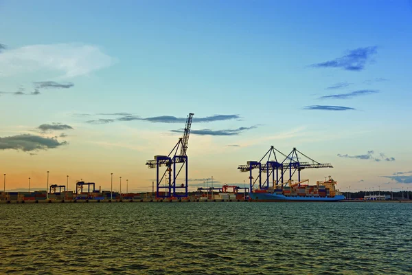 Container terminal at dawn — Stock Photo, Image