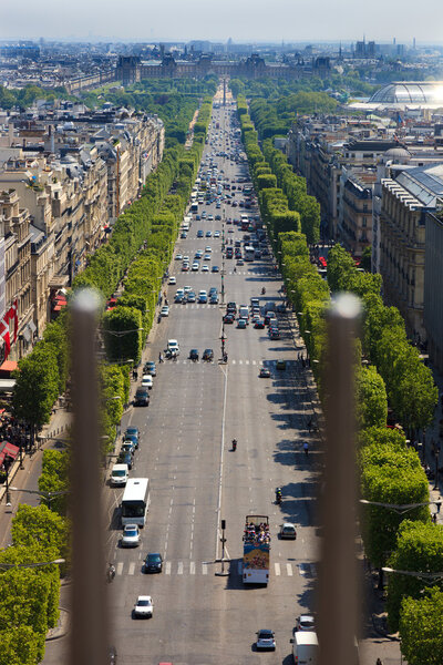 Champs Elysees in Paris, France.