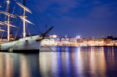 Ship at night in Stockholm, Sweden clipart