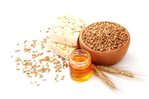 Pšenice a medu mýdlo — Stock fotografie