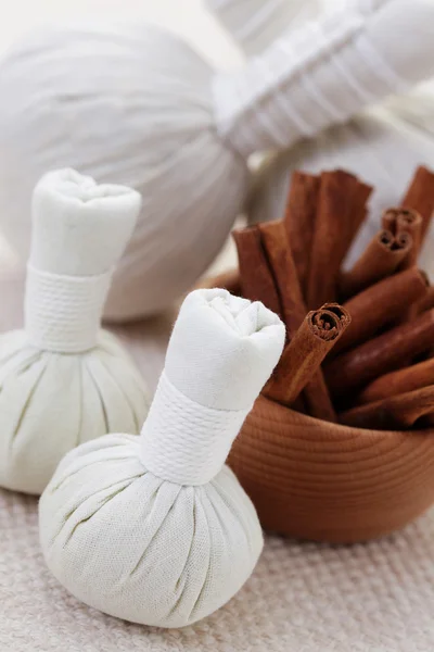 Cinnamon massage stamps — Stock Photo, Image