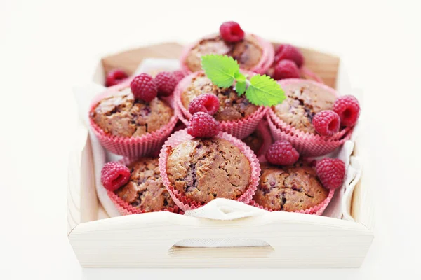 Muffins med hallon — Stockfoto