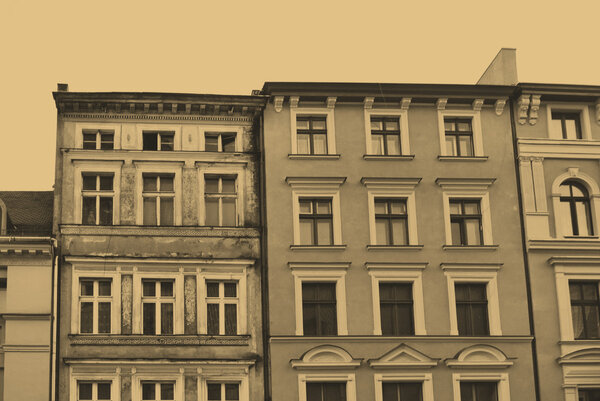 Old style photo of a part of historic building in Torun, Poland