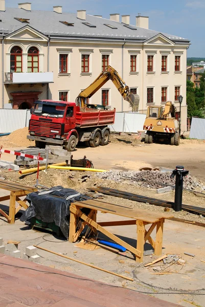 Machines werken op een bouwplaats — Stockfoto