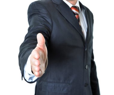 Businessman offering a handshake clipart