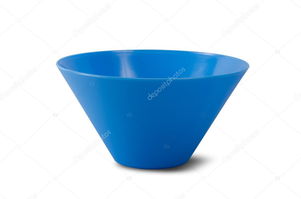 Blue bowl on the white background