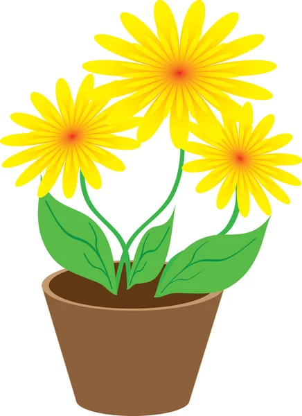 Three yellow of Flowers — Stock Vector