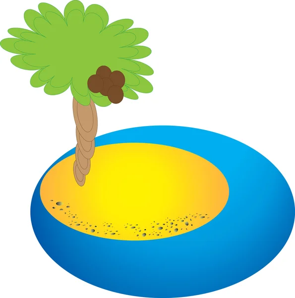 Une île avec un seul palmier — Image vectorielle